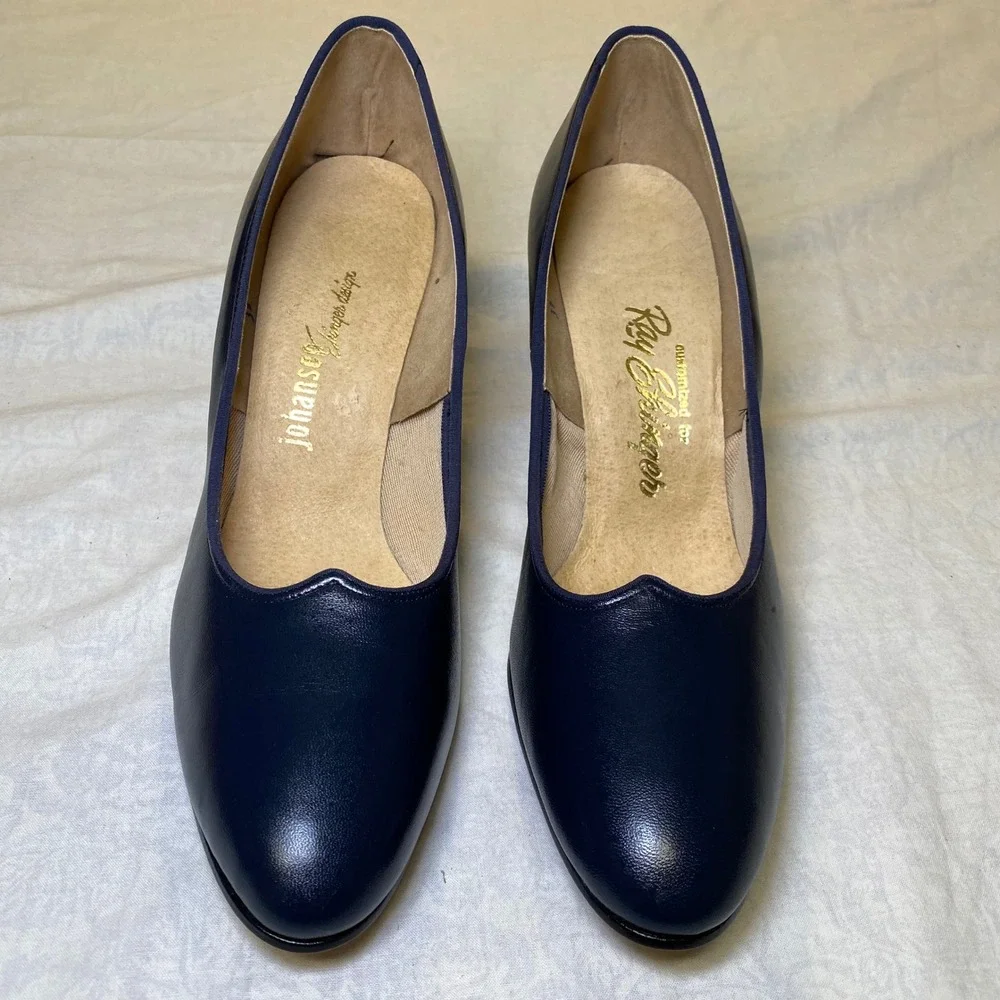 Johansen Ray Shinger Customized Navy Leather Pumps Heels Women 9.5N